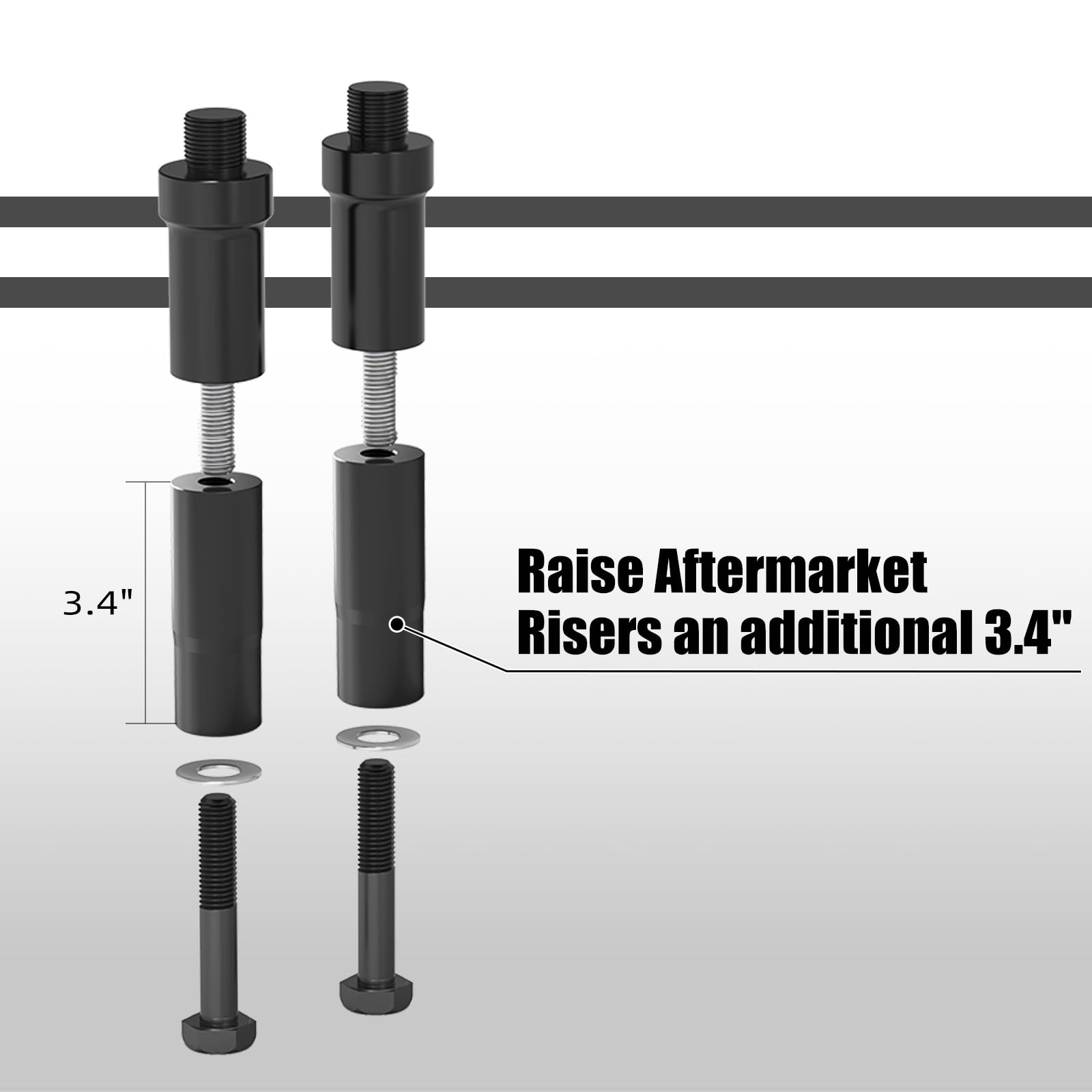 NICECNC Lenkerverlängerungsbeine, Aluminium, Compatible with Harley Softail CVO Deluxe FLSTNSE 2014–2015, Low Rider ST FXLRST 117 2022–2024, Siehe Zubehör, Schwarz
