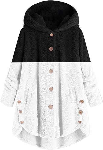 Nantdog my+order your+orders Placed Recently By Me Winter Coats for Women 2024 Fashion Plus Size Sharpa Jackets Button Down Fleece Jackets Fuzzy Warm Hoodie Outwear Black Medium