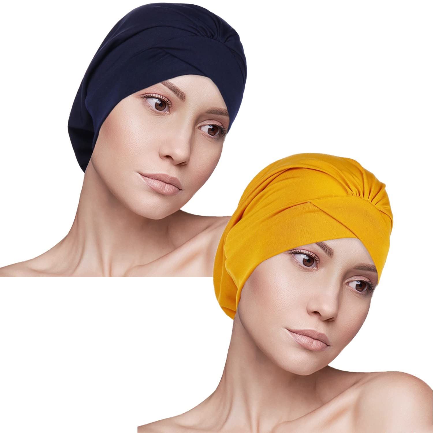 YOFASEN Gorro de Turbante - Mujeres Plisada Hijab Beanie Sombrero Entrecruzado Musulmán Bandanas Pañuelo Sombrero de Dormir 2 61EmpSMhC L