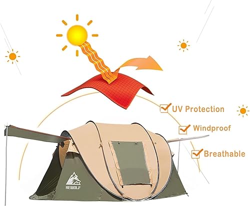 Miniatura 9 de Hewolf Tienda de campaña desplegable para 24 personas, fácil instalación instantánea, impermeable, tienda familiar automática para camping,