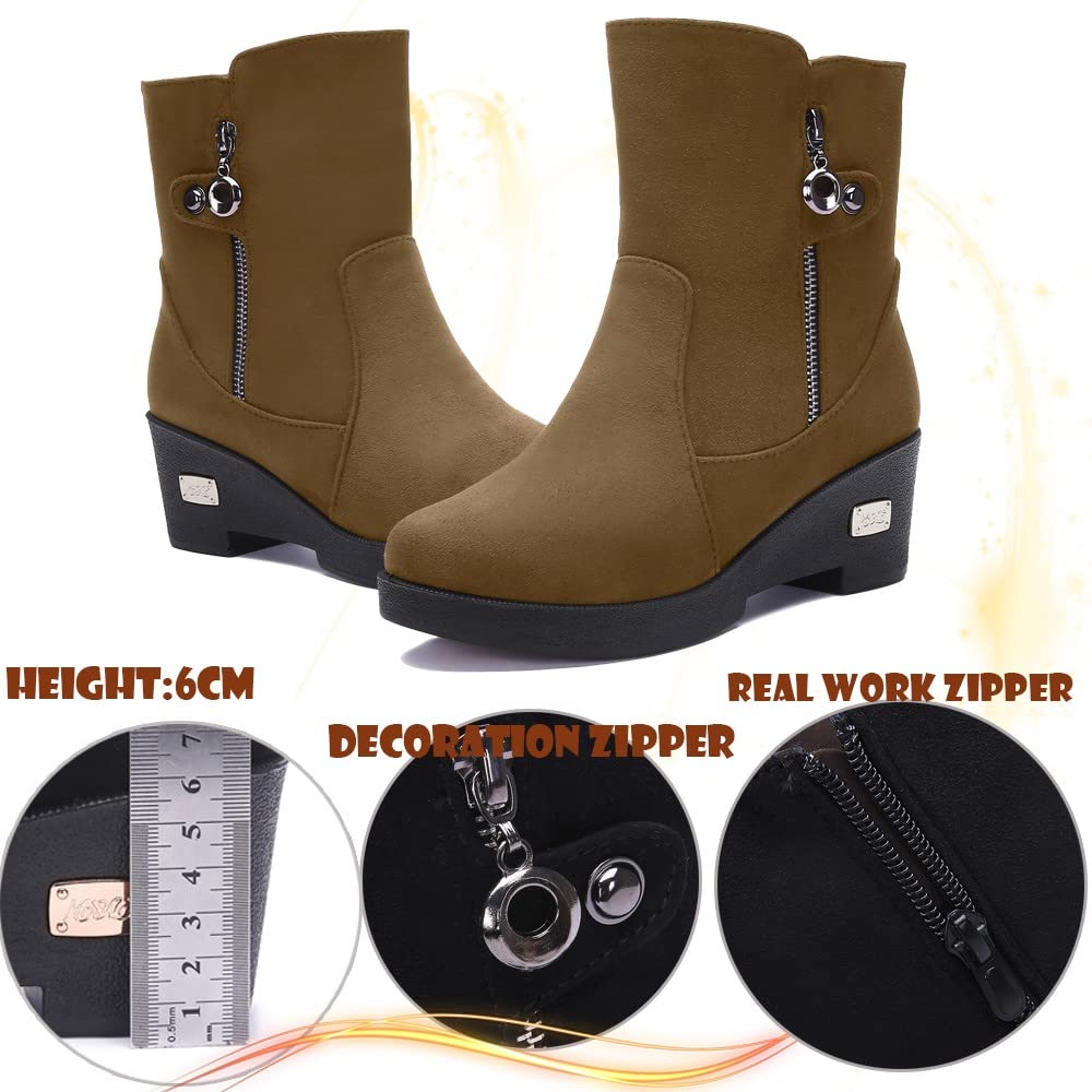 Gaatpot Stivali Inverno Donna Caldo Pelliccia Stivaletto da Neve Scarpe con Zeppa Cerniera Moda Comodi Boots 35-41
