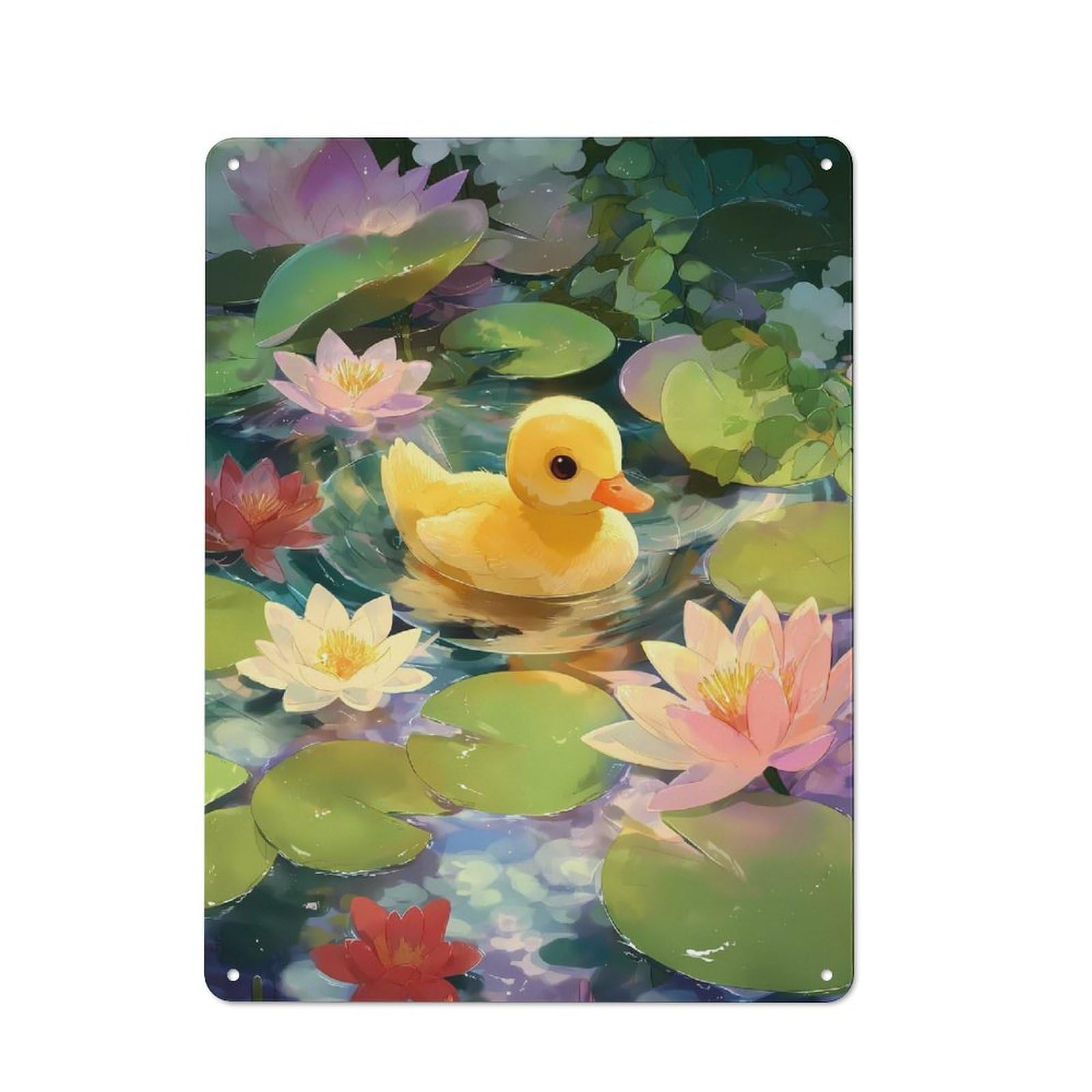 Junmoney Duck In A Lily Pond Vintage Tin Sign 40X30cm For Hobby Room Or Studio, A New Home Present For Creative Interior Collectors
