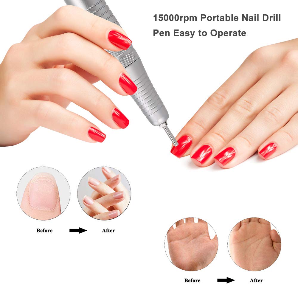 Wiertarka do paznokci 65 W 35000 obr./min ładowalna wysoka prędkość niska temperatura elektryczny pilnik do paznokci do salonu domu manicure pedicure