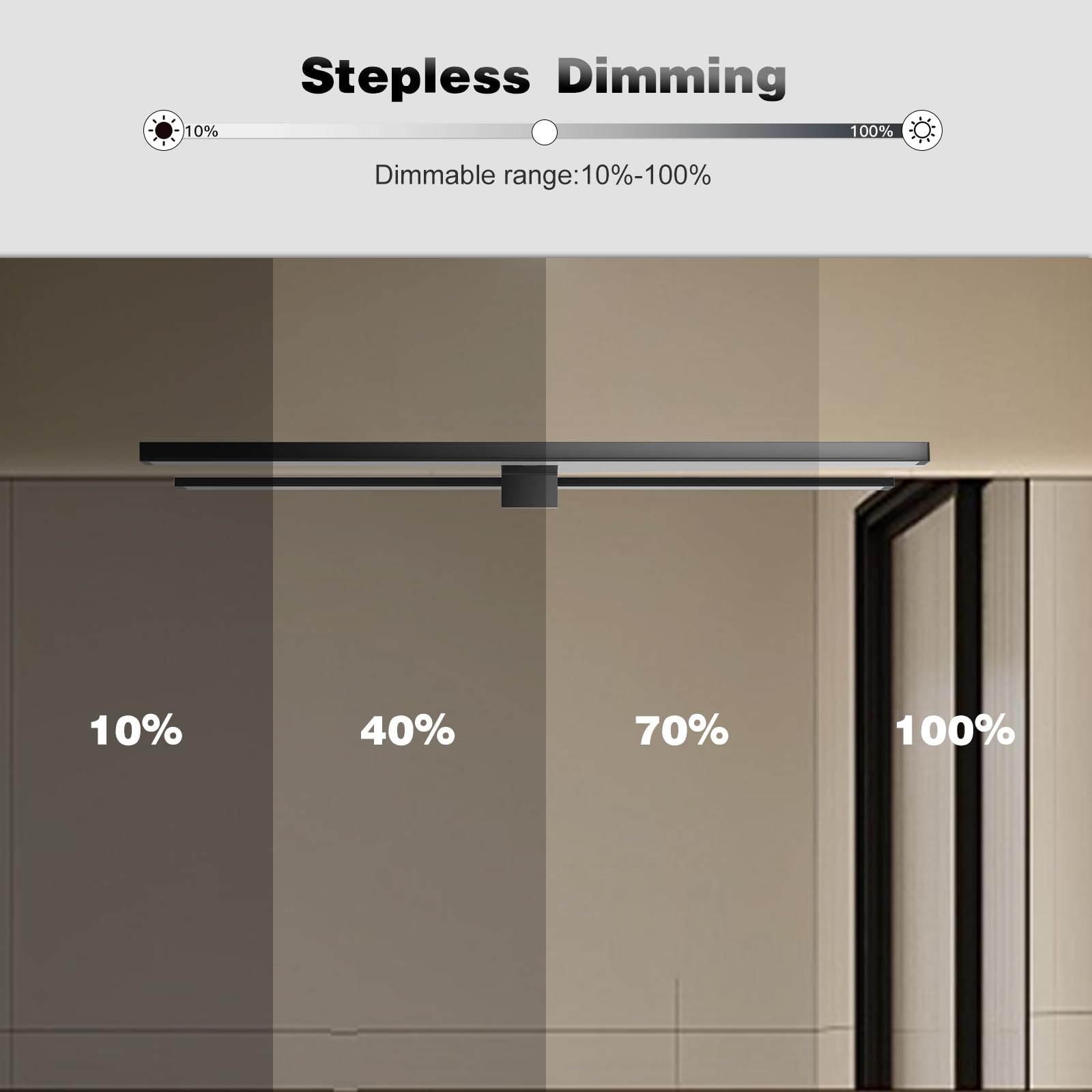 DEELUX Led Spiegelleuchte Mit Touch-Schalter 60cm Dimmbar 15W 4000K Neutralweiß 600mm Wandlampe Badezimmer Schwarz