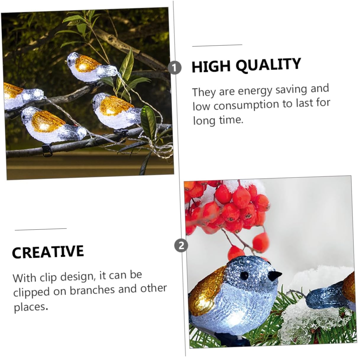 PRETYZOOM Solar Robin Lamp String for Garden Decor Led Easter Lights Outdoor Bird Shape Light String for