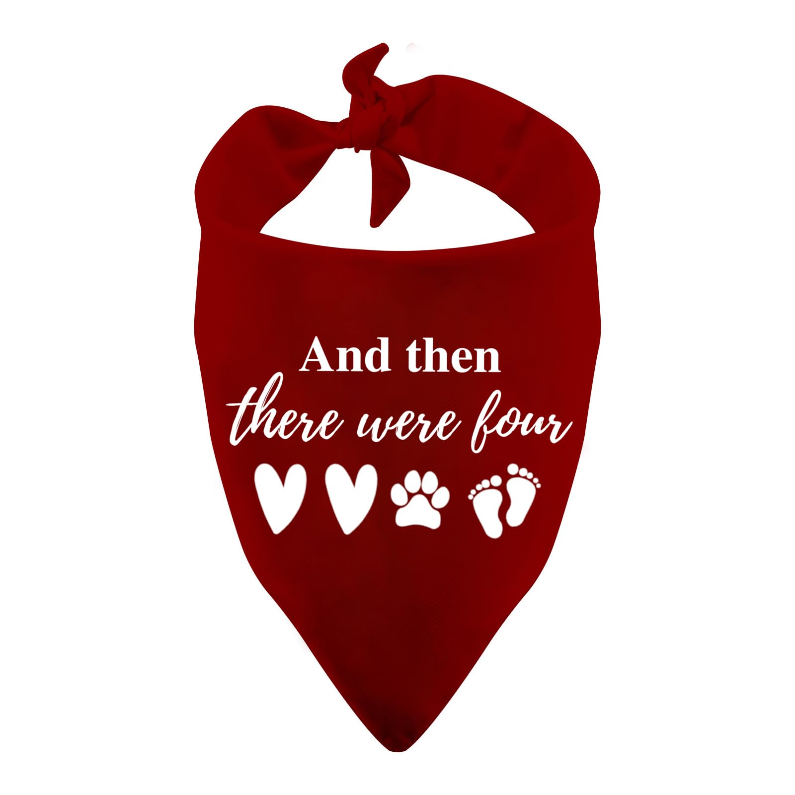 1 Piece Baby Announcement Dog Bandana And Then There Were Four Dog Bandana New Baby Gift Pregnancy Gift (Were Four Red)