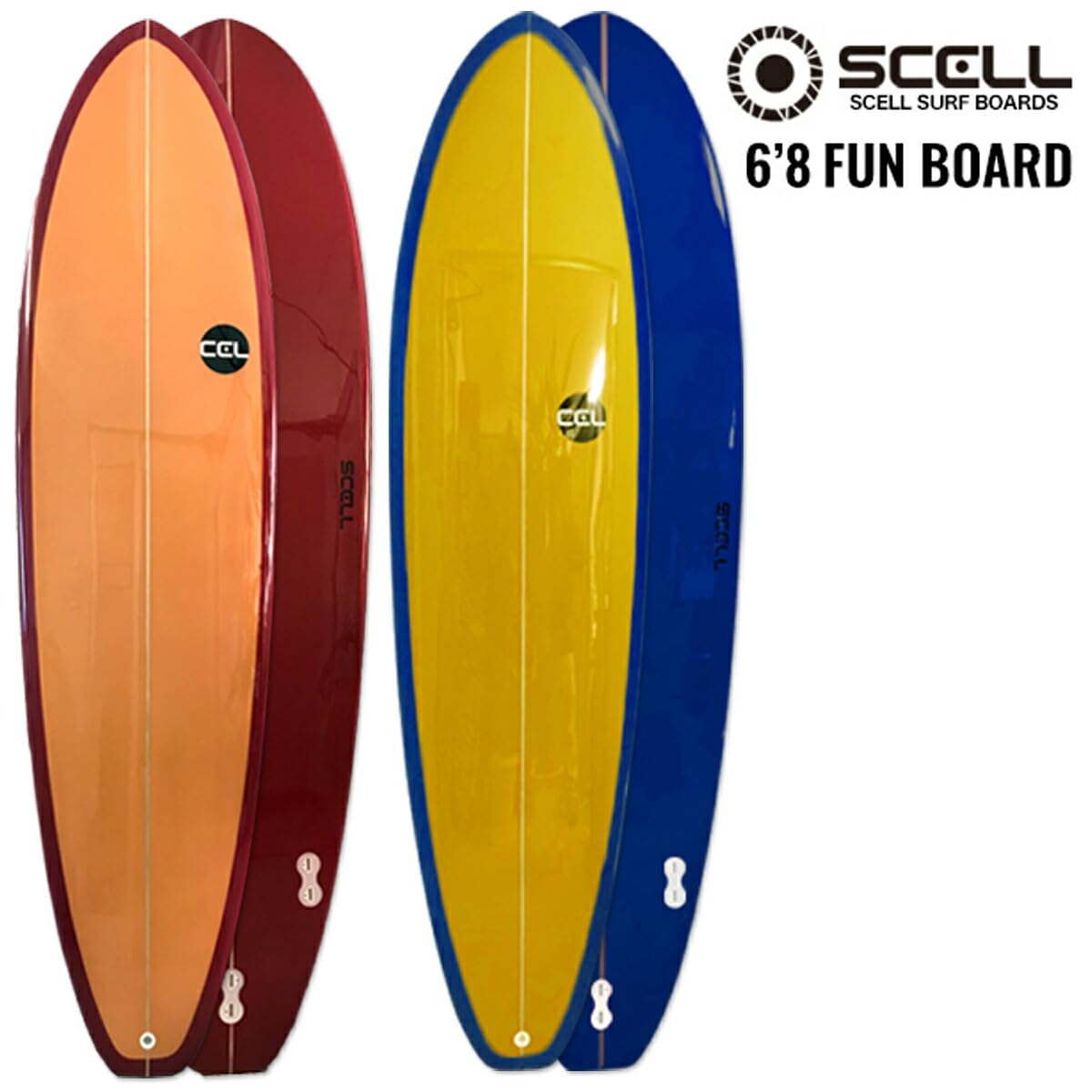 SCELL セル サーフボード ファンボード セミロングボード 8ft Amazon | SCELL セル ファンボード 6'8 レールにピンライン有り
