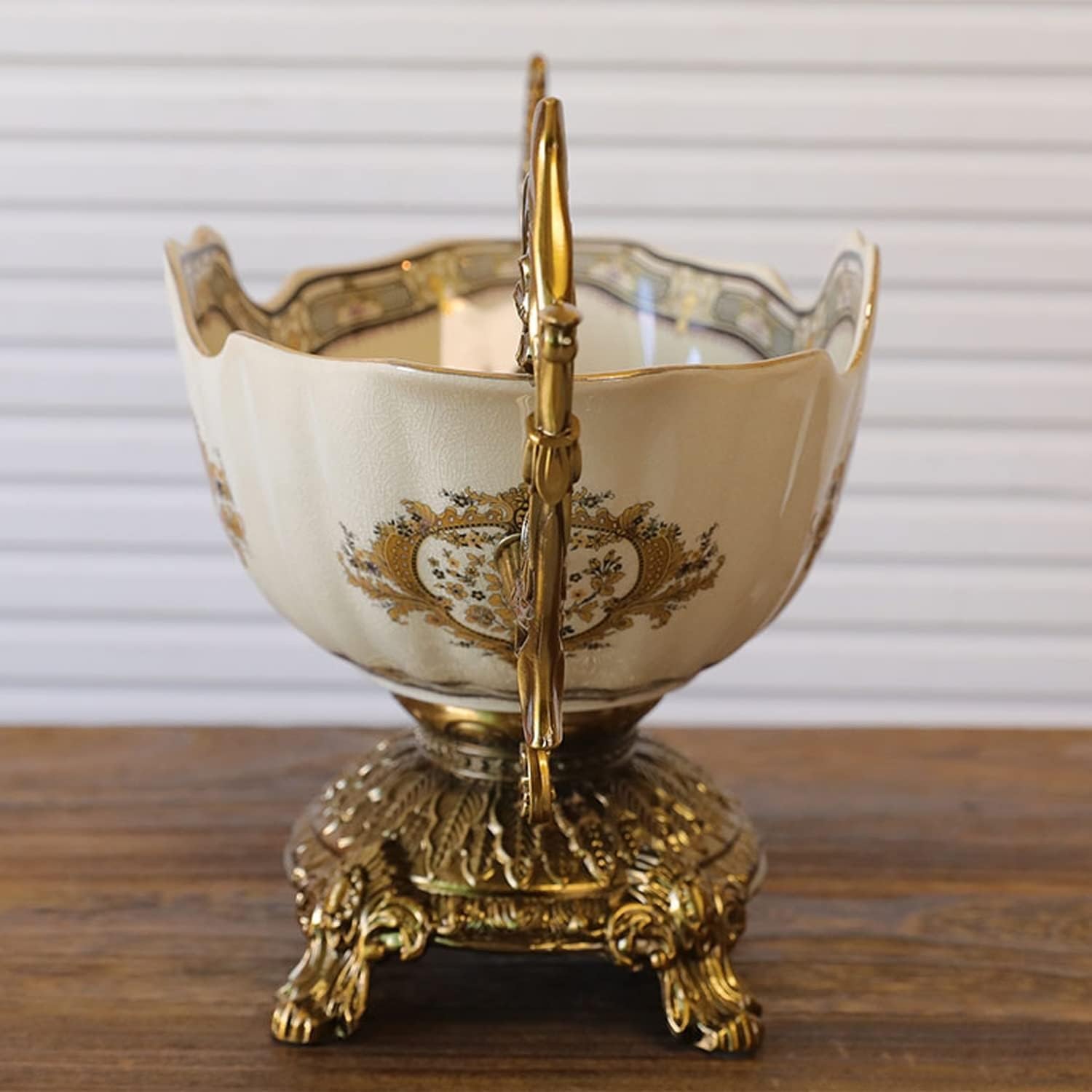 Fruit Binaural Fruit Bowl, Ceramic Dried Fruit Plate Storage Tray With Pedestal, Snacks Nuts Decorative Bowls, Desktop Display Stand Decoration Tray