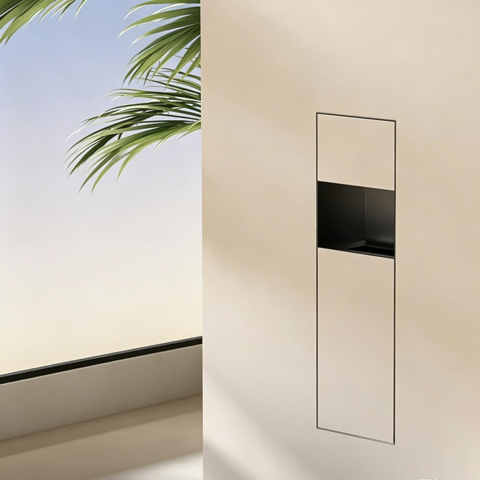 MESCXTY Recessed Wall Niche, 304 SS Toilet Paper Holder with Hidden Trash & Phone Shelf