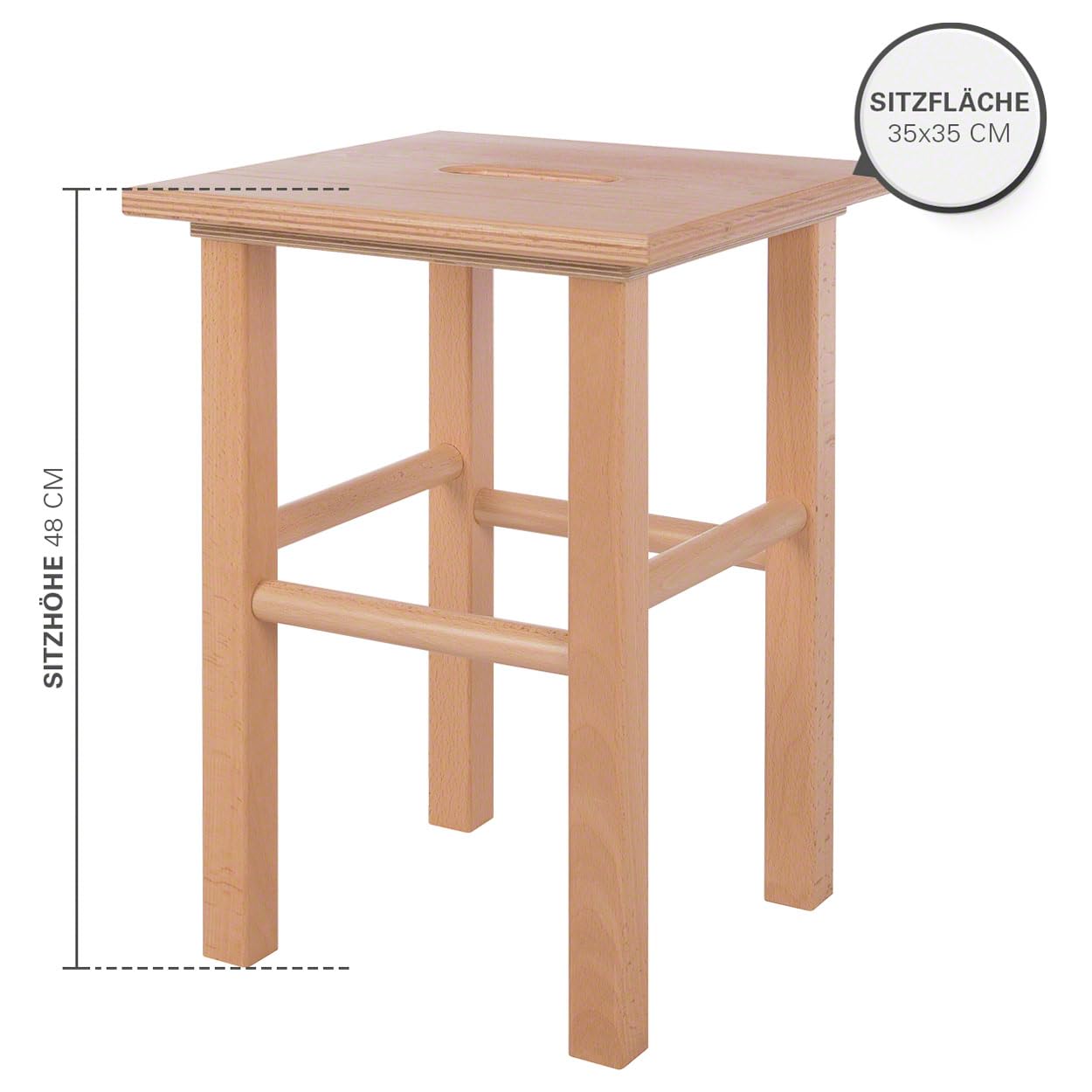 Sport-Tec Holzhocker aus Hartzholz, Arbeitshocker, Sitzhocker, Schemel, Kinderhocker