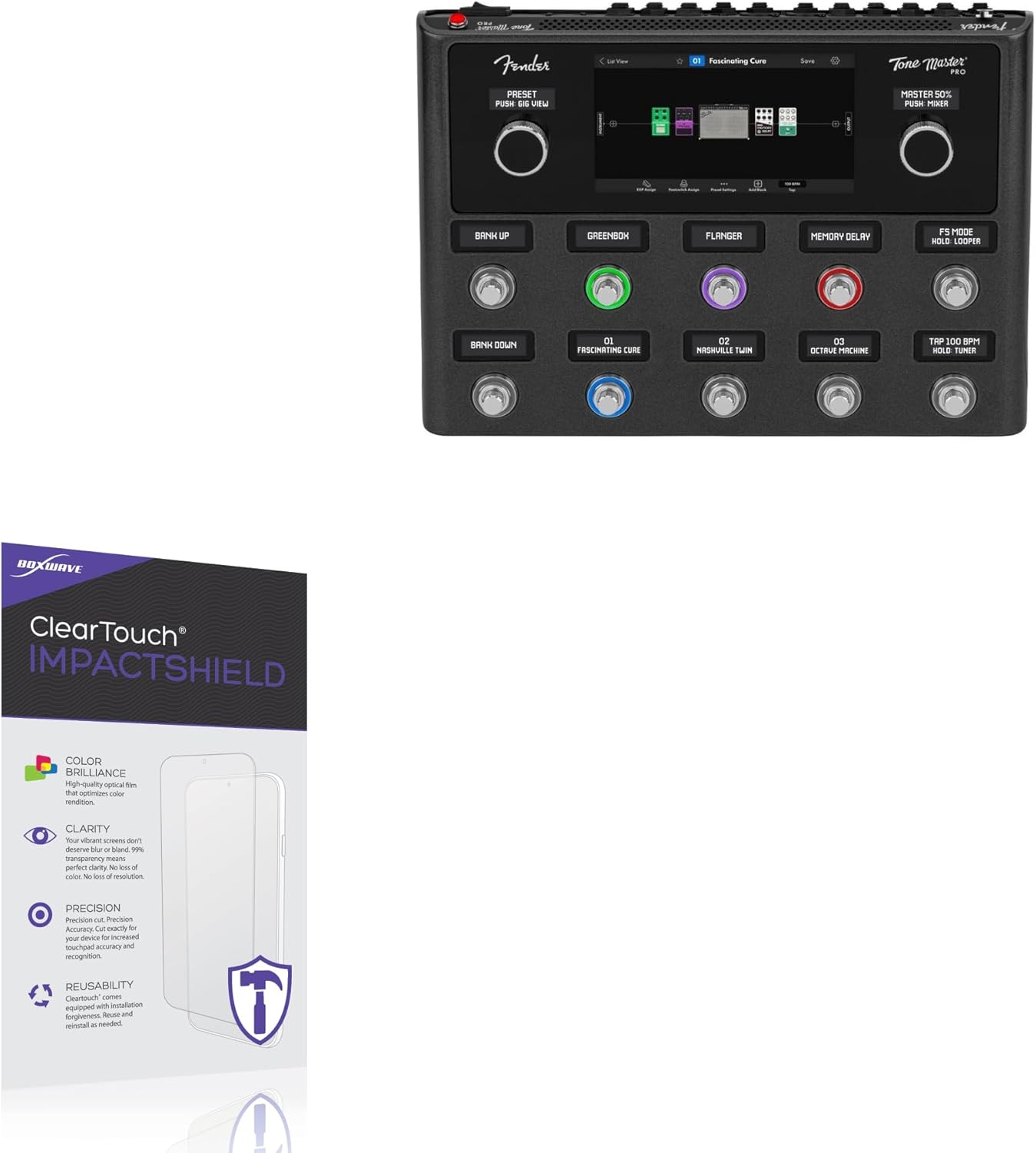BoxWave Screen Protector Compatible with Fender Tone Master Pro - ClearTouch ImpactShield (2-Pack), Impenetrable Screen Protector Flexible Film