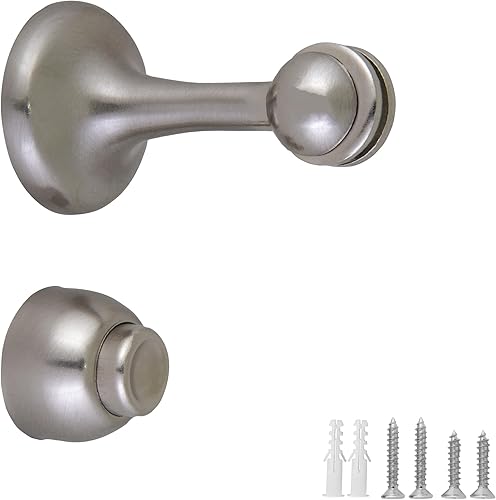 Design House 189324-SN - Tope magnético para puerta, paquete de 4 unidades, níquel satinado