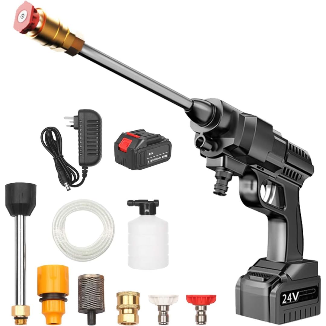 FARROBIZZ24V Cordless Portable Washer Electric High Pressure Cleaner Machine 200W 30Bar Lithium Handheld Car Cleaning Device With Foam Generator Nozzle Water Pump