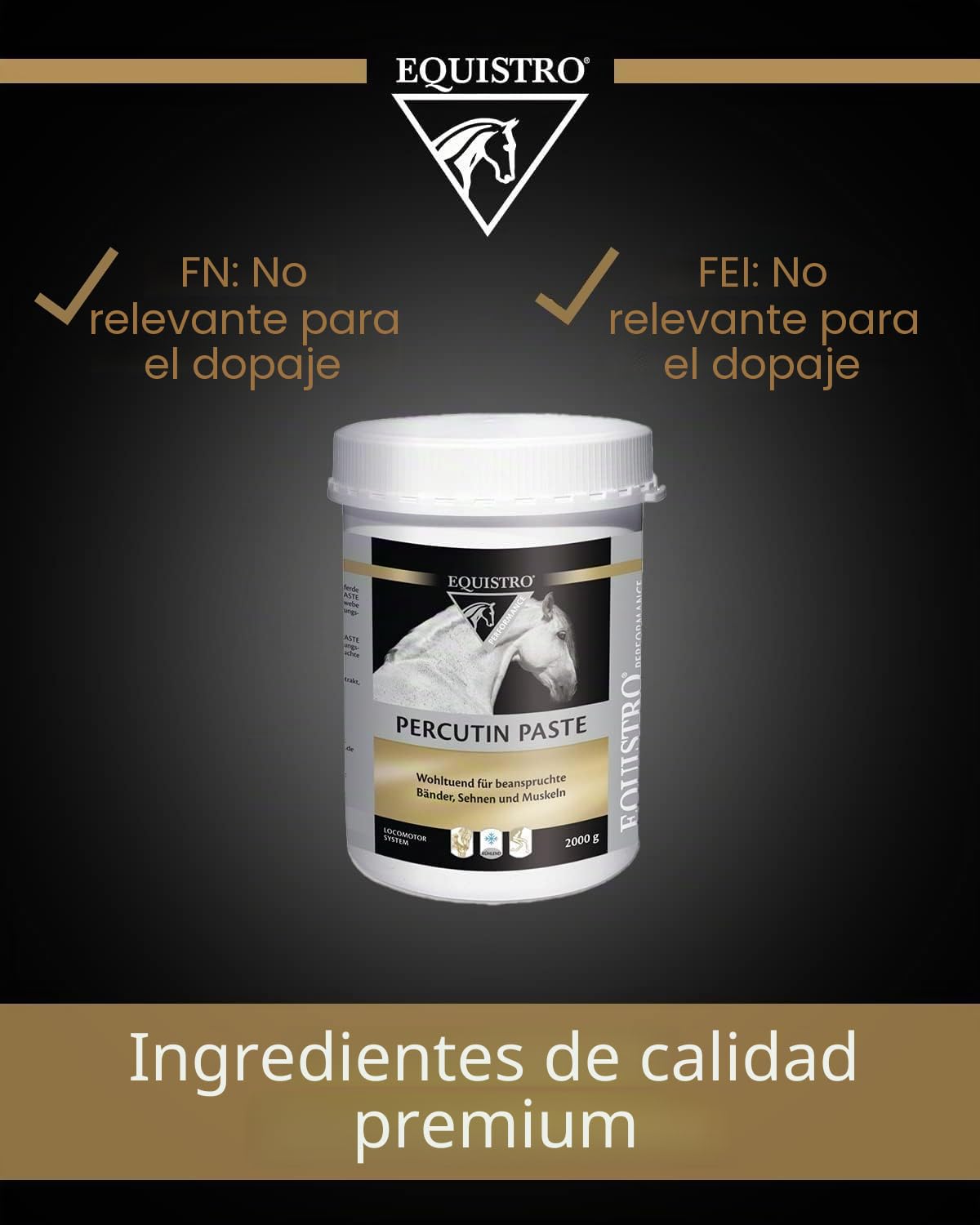 EQUISTRO® Pasta de percutina, Producto de Cuidado para Caballos con Arcilla, árnica y mentol, normaliza la distribución de líquidos en los Tejidos, Especialmente beneficiosa, 2000 g