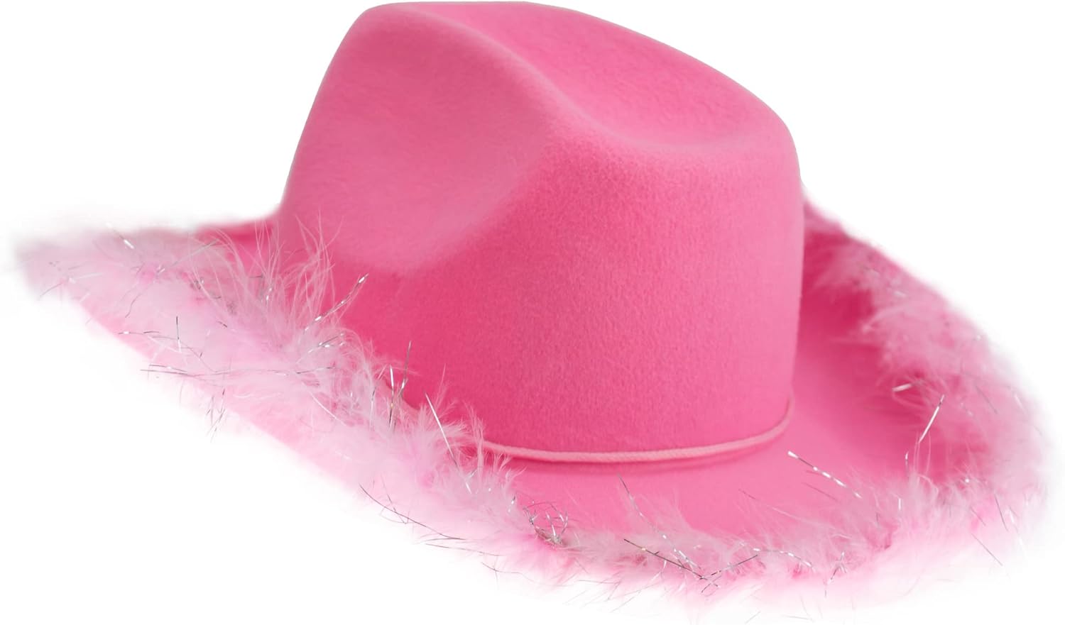 GiftExpress Adult and Teen Pink Boa Felt Cowboy Hat, Cowgirl Hat for Rodeo Party, Western Costume, Dress-Up Party, Role Play (Pink)
