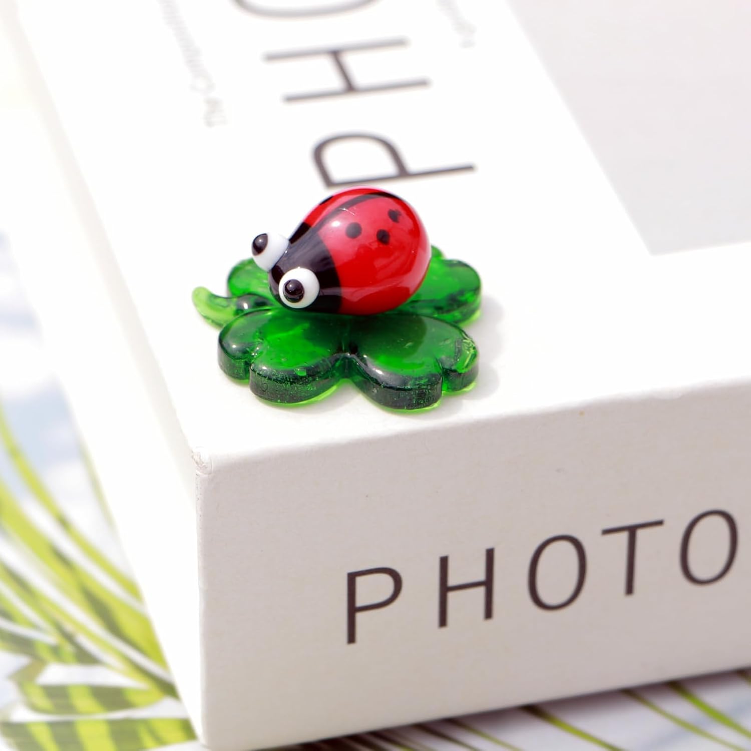 Tiny Crystal Insect Figurine Glass Clover:Hand Blown Statue Décor Room Ornament Colorful Glass Collectible Figurines Animals Statue Ladybug - Image 7