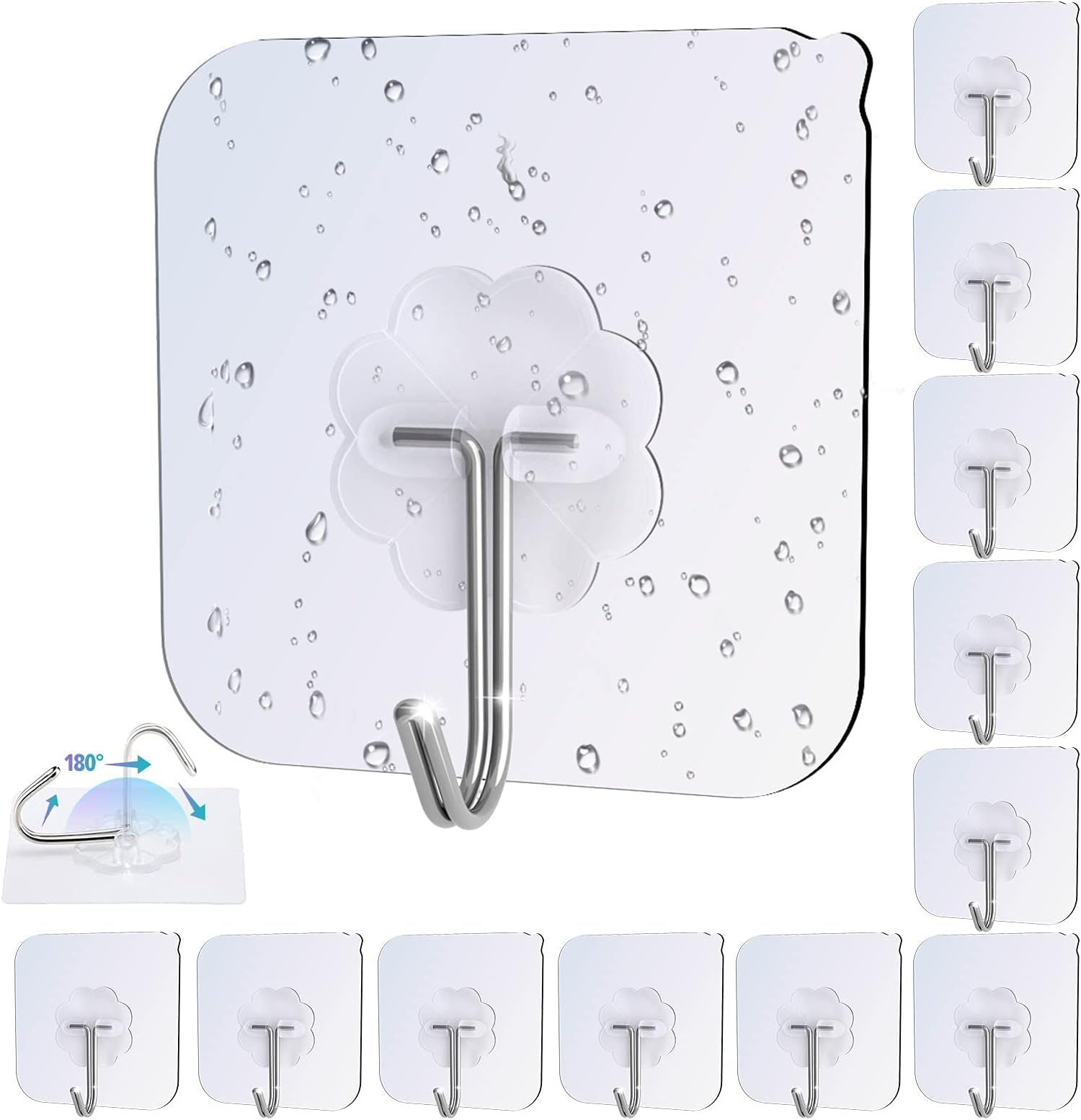 Adhesive Hooks for Bathroom, iToncs Heavy Duty Self Adhesive Hooks ...