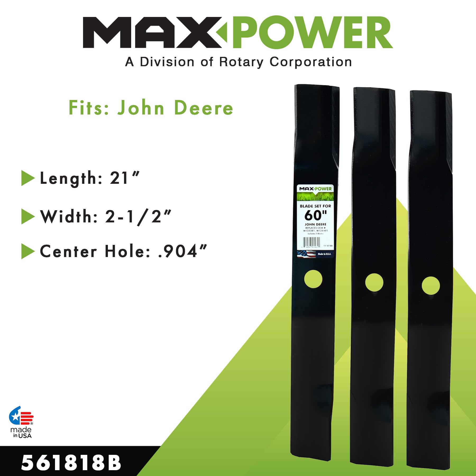 Maxpower 561818 3-Klingen-Set für 152,4 cm Cut John Deere m128485 