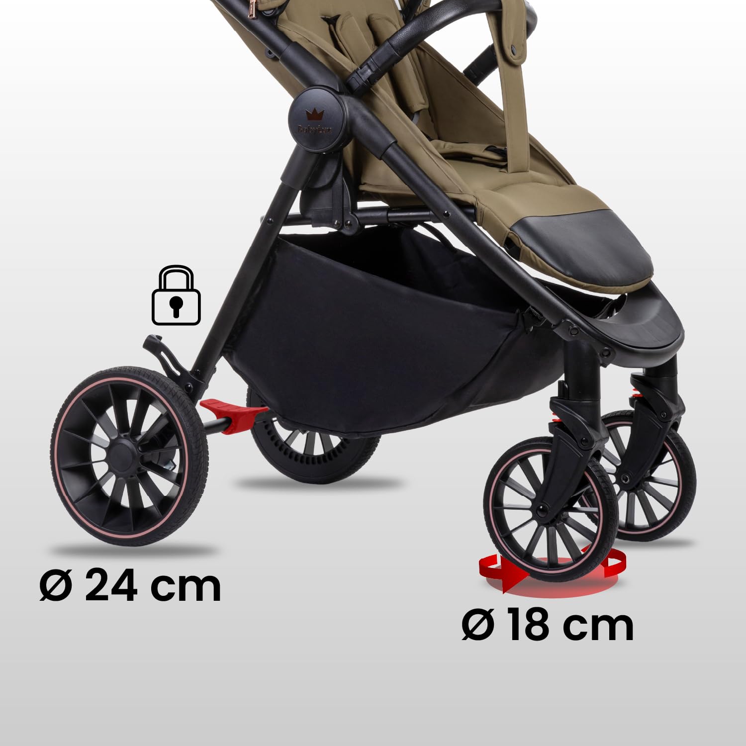 Babylux Poussette de Voyage ROMBO avec Fonction Allongée, Couleur: Olive | Poussette, Petite Et Légère, Poignée Télescopique, Pliage Compact, Sac À Langer, Sac De Voyage Et Autres Accessoires