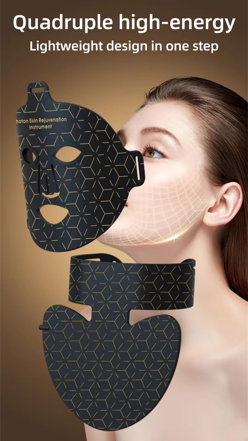 Maschera LED per Viso, Terapia della Luce con 8 Colori nel Vicino Infrarosso, LED Face Mask con Silicone Flessibile, Terapia con Luce Rossa a Casa per Tutti i Tipi di Pelle