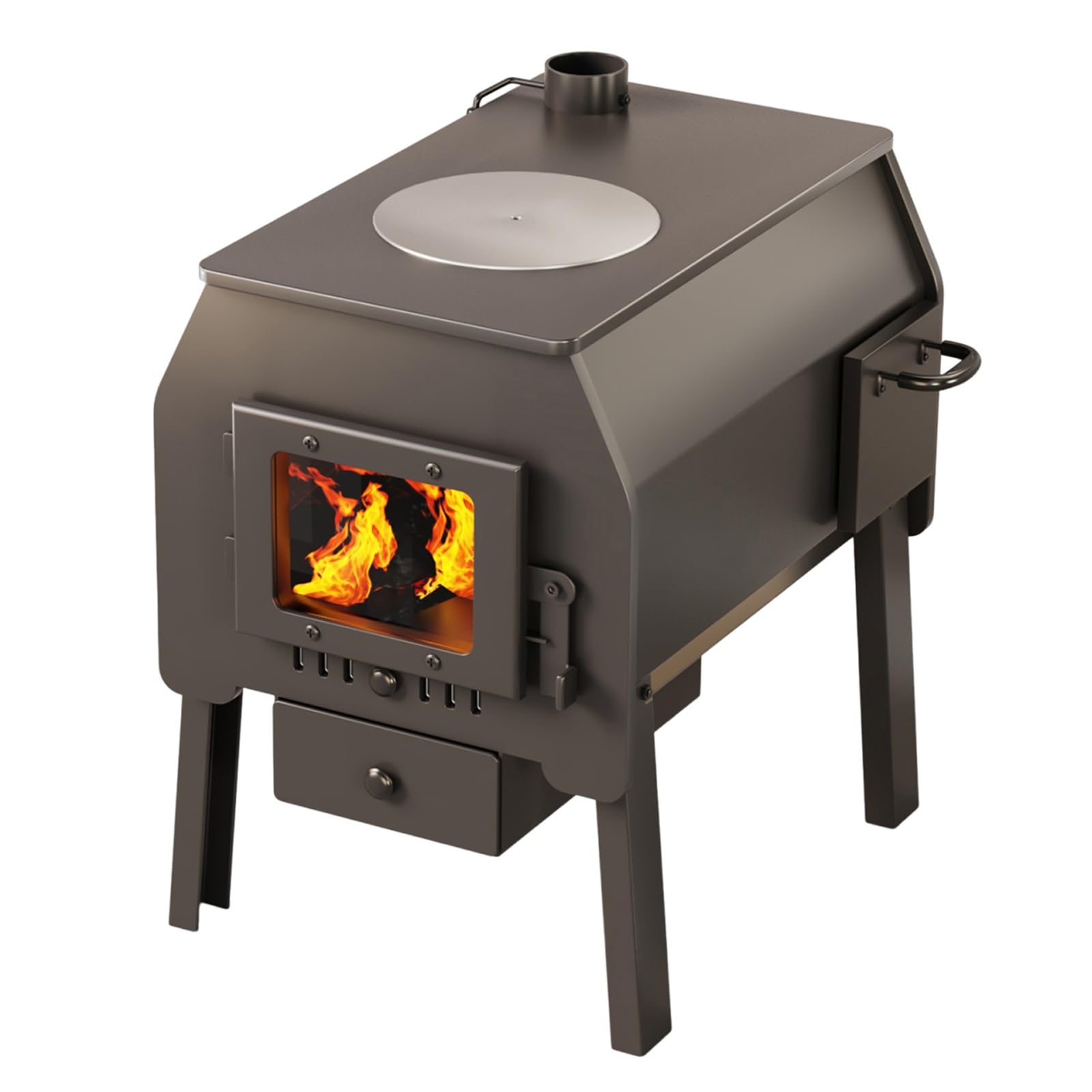 Holzofen für den Innenbereich mit Ofen und Kamin, hohe Wärmeableitung zum Heizen, Kochen und Kochen von Wasser