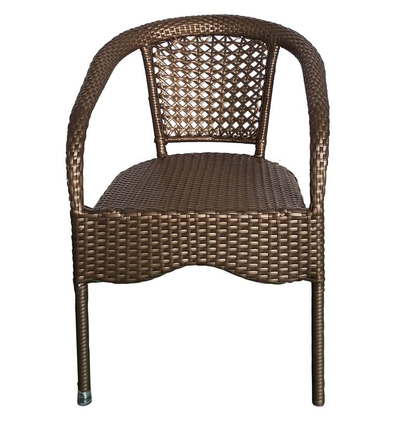 Image of Anaya Decor D-8 Chairs Table Set 4+1 Wicker Patio Furniture Sets 4 Chair and 1 Table for Garden Balcony Bedroom Powder Coated Frame Uv Protected Wicker (Brown)