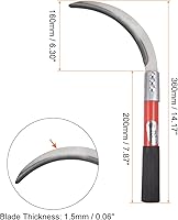 Vista 2 de HARFINGTON 2 piezas de hoz de limpieza de cepillo de 6 pulgadas con hoja dentada de acero al carbono forjado y mango de plástico negro, cuchillo