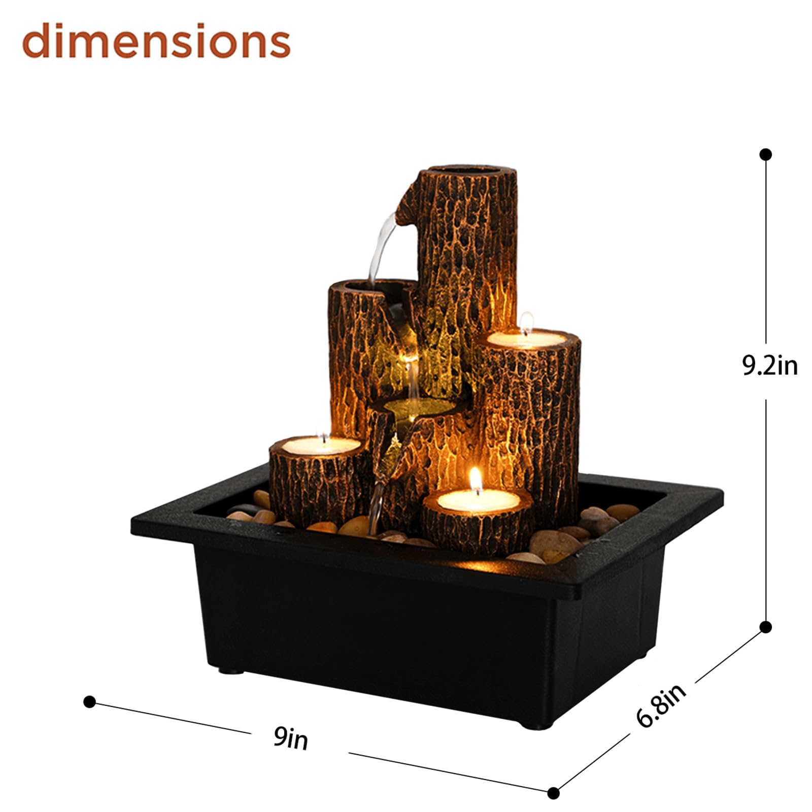 MIXIUJIEN Fontana da tavolo con struttura in legno naturale - Fontana a cascata a 3 livelli for il relax in casa e in ufficio