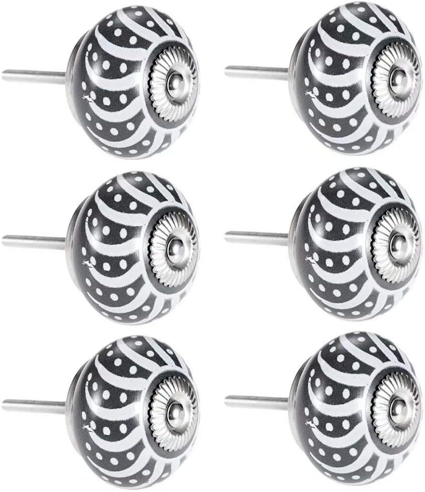 knobs,Cabinet Knobs, Ceramic Pull Handle Knobs Door Knobs6 pcs Drawer Round Furniture Knob Cabinet, Pulls Cupboard Handles Home Decorating