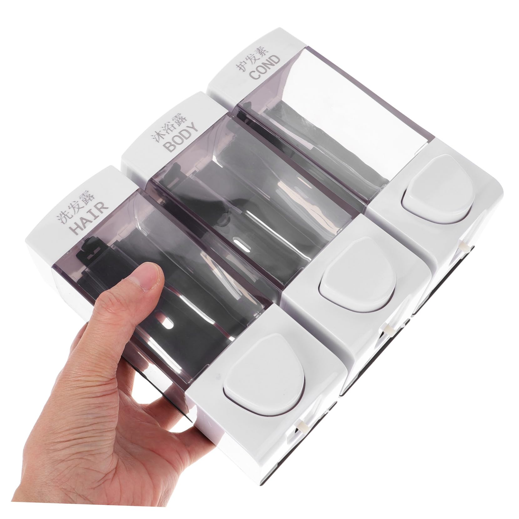 Dispenser Sapone e Shampoo da Muro, 3 Scomparti, 1050ml, Abs, Installazione Facile, per Bagno e Doccia