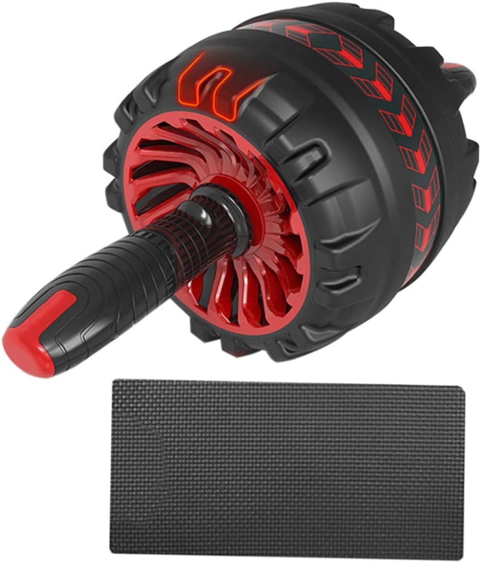KICHOUSE 1set Mute Abdominal Wheel Ab Roller Mat Automatic Rebound for Body Sculpting Fat Burning