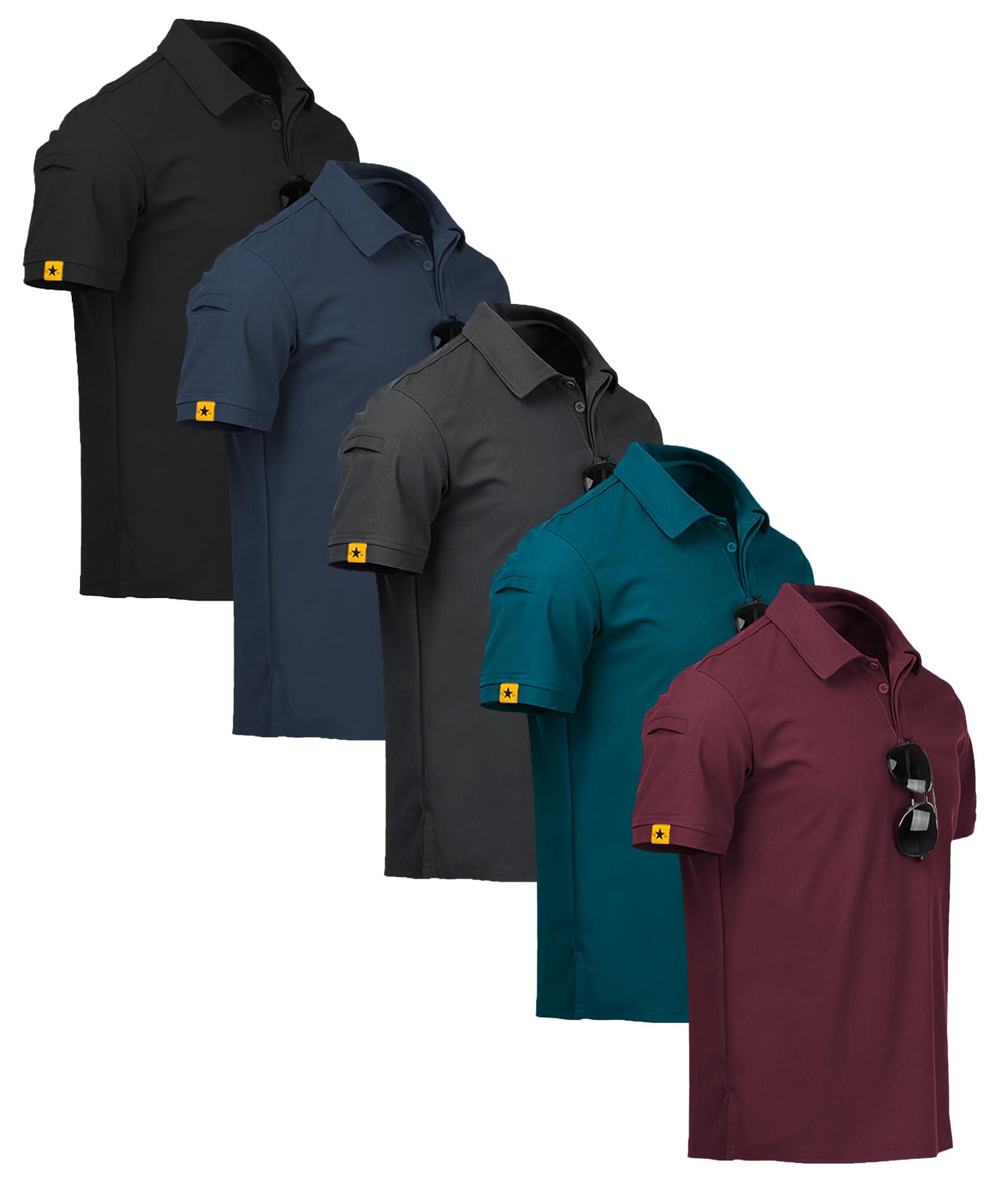ZITY 5 Pack Polo Uomo Manica Corta Maglietta Traspirante ad Asciugatura Rapida Uomo Polo Estate Camicia Sportiva Camicia da Golf Regular Fit Polo Uomo