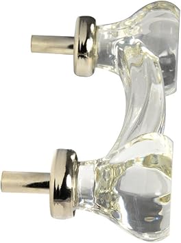 #1120-3 (76mm) Glass Pull, Clear with Nickel Base - 10 Pack
