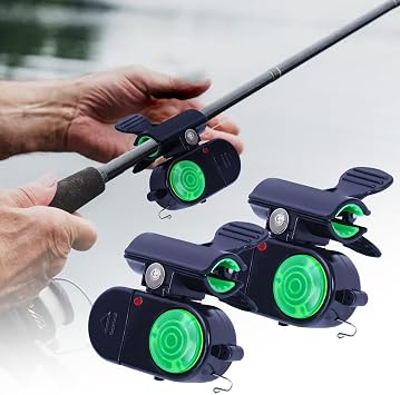 Fishing Bite Alarm with LED Light, 2025 New Sensitive Electronic Fishing Alarms Indicator, Fishing Pole Bells for Bite Detection, Clip-On Electronic Fishing Alarms Bite Alarms
