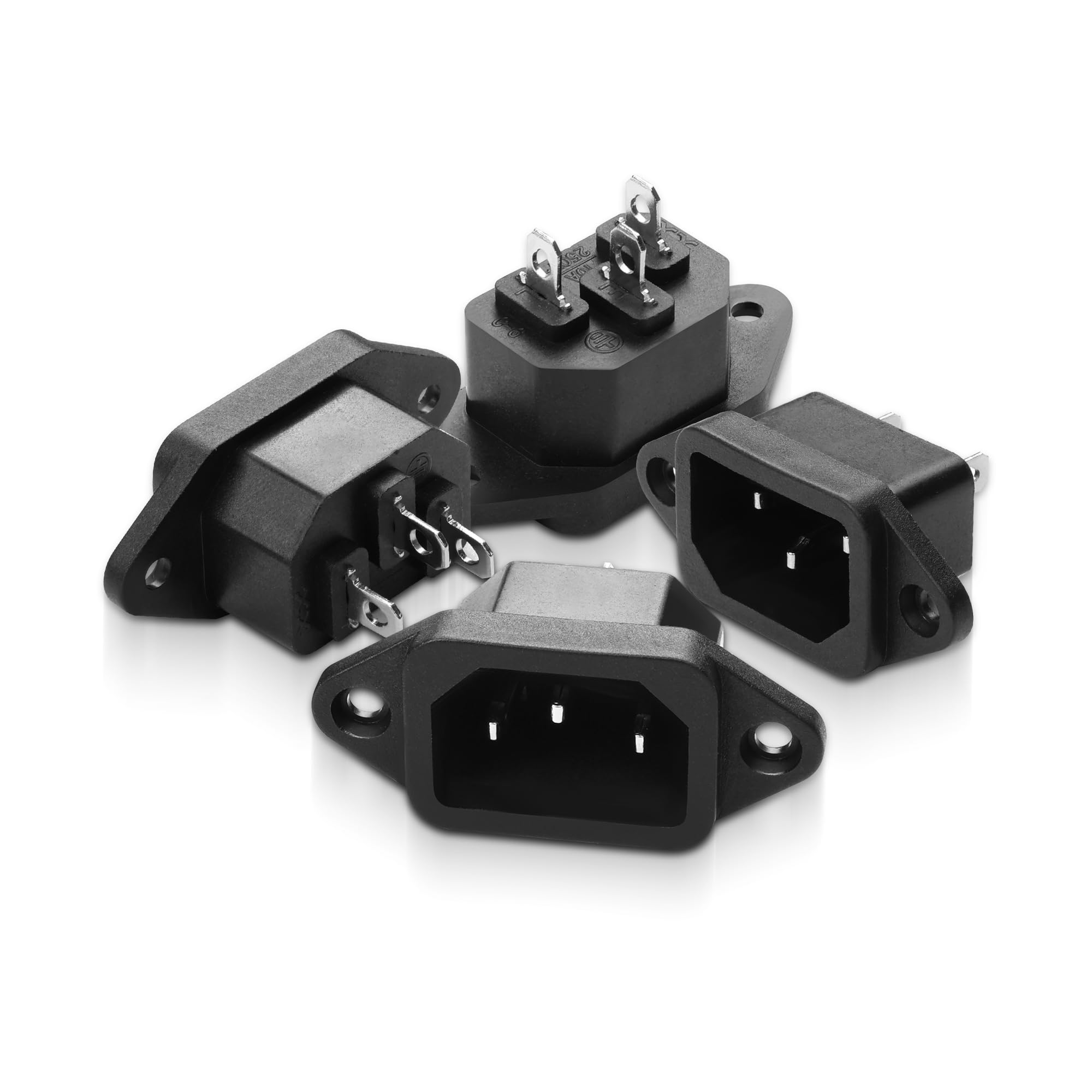 IEC320 C14 Panel Mount Adapter Plug C14 Maschio 3Pin Power Connector Socket Screw Mount 250V 10A AC IEC C14 Inlet Module Plug Power Connector Socket 4PCS