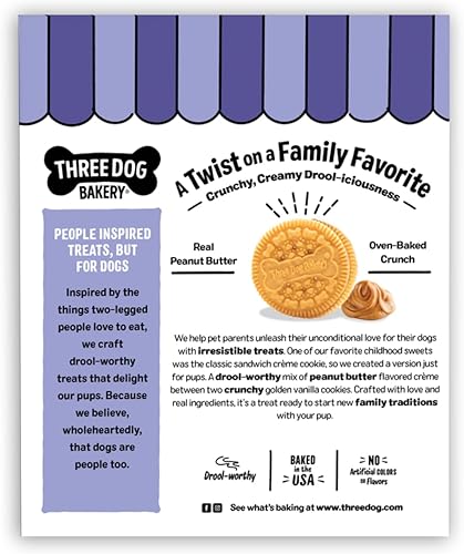 Miniatura 2 de Three Dog Bakery Lick'n Crunch! Galletas de sandwich para perros de Golden y mantequilla de maní - Golosinas para perros crujientes con sabor a