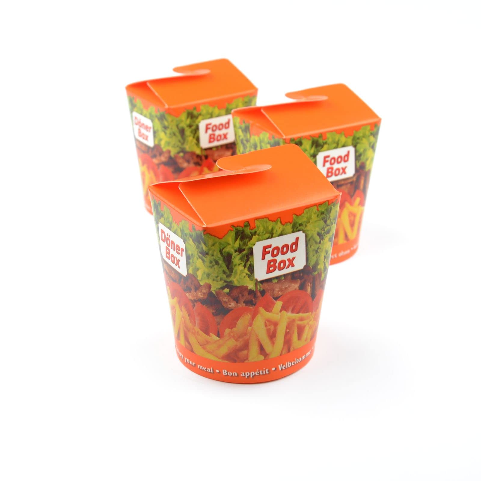 500 Stück Dönerboxen Guten Appetit (16 OZ), 500 ml Beschriftung Guten Appetit Foodbox Asiabox Nudelbox Kebab Faltbox Pappbox Take Away