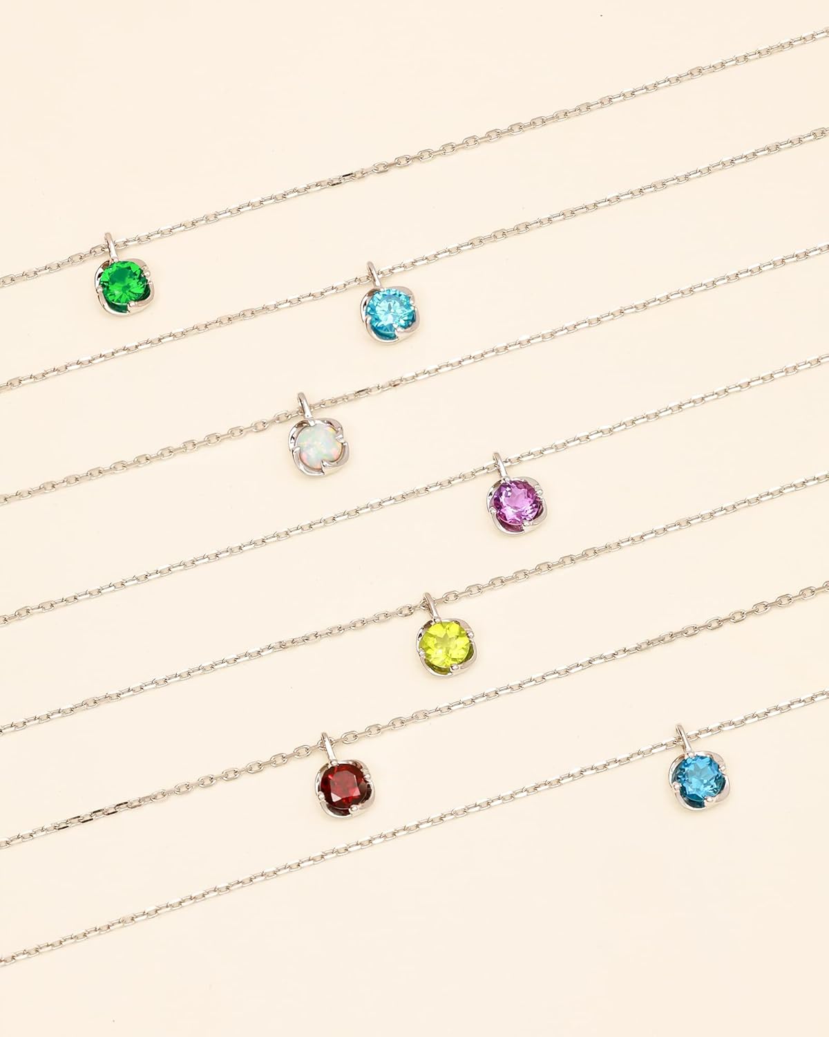 FANCIME 14K Solid White Gold Flower Pendant with Sterling Silver Chain Birthstone Heart Red Gemstone Fine Jewelry Birthday Mothers Day Gifts for Women Her - Image 7