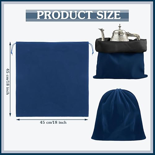 Vista 34 de Ferraycle 6 bolsas de almacenamiento plateadas antideslustre, tela para joyería, cubiertos, protección de cubiertos (18 x 18 pulgadas, color negro)