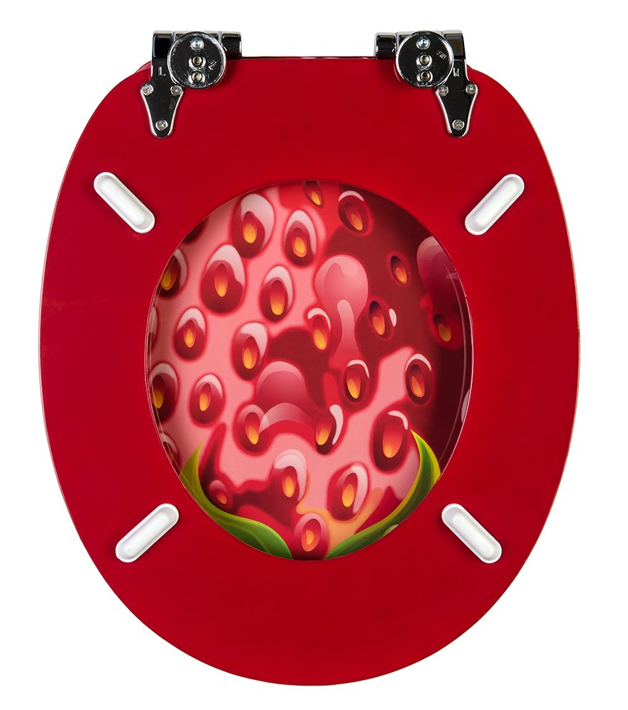 Deska sedesowa wolnoopadająca, wysokiej jakości powierzchnia, łatwy montaż, stabilne zawiasy, Strawberry