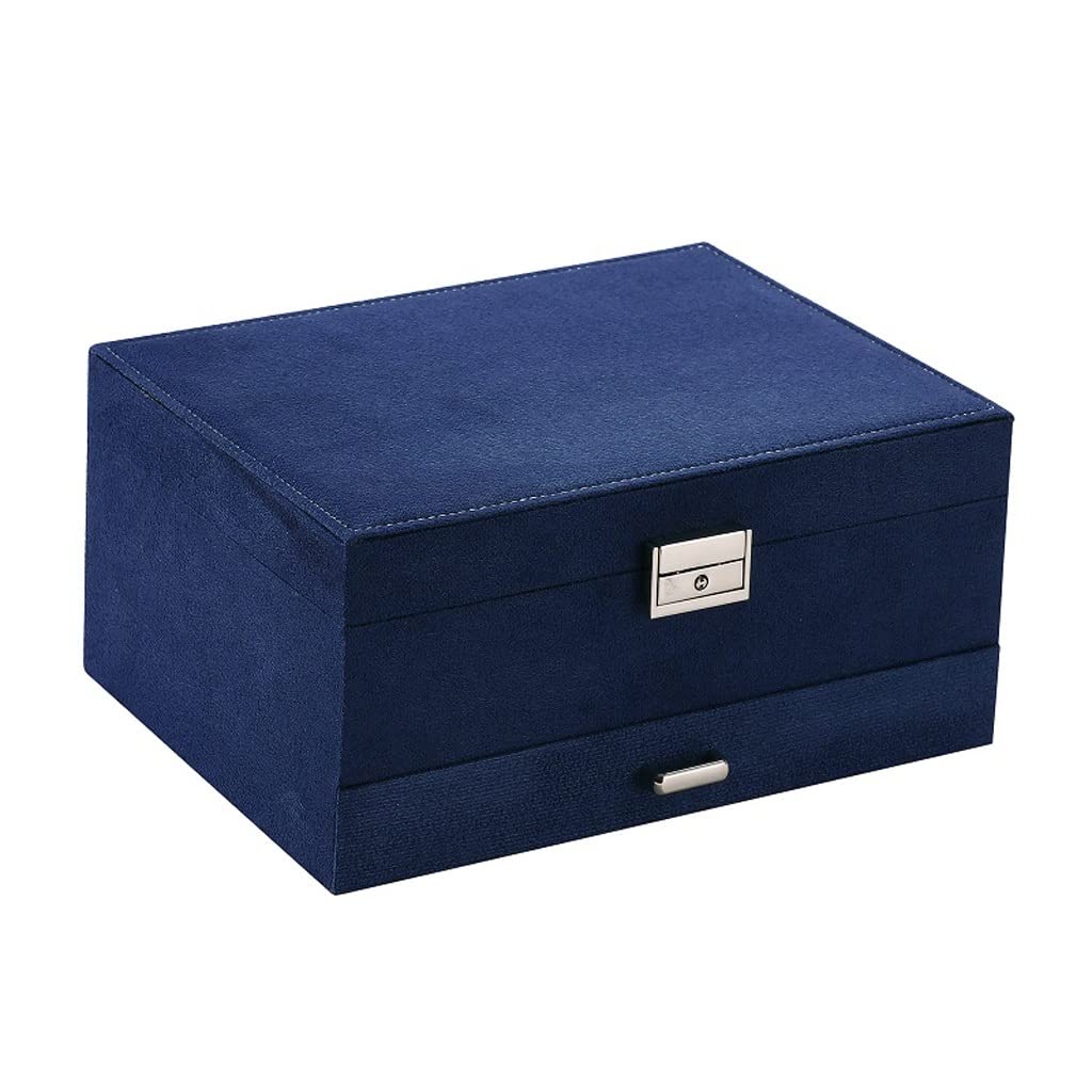 Caja organizadora clásica de franela de 3 capas para joyería, collares, pendientes, anillos, estuche expositor para mujer de gran capacidad