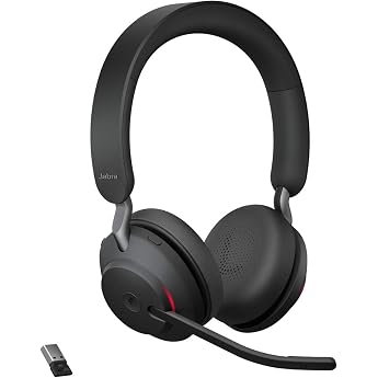 Jabra Evolve2 65 Wireless PC Headset, Noise Cancelling, Microsoft Teams-Certified Stereo Headphones with Long-Lasting Battery