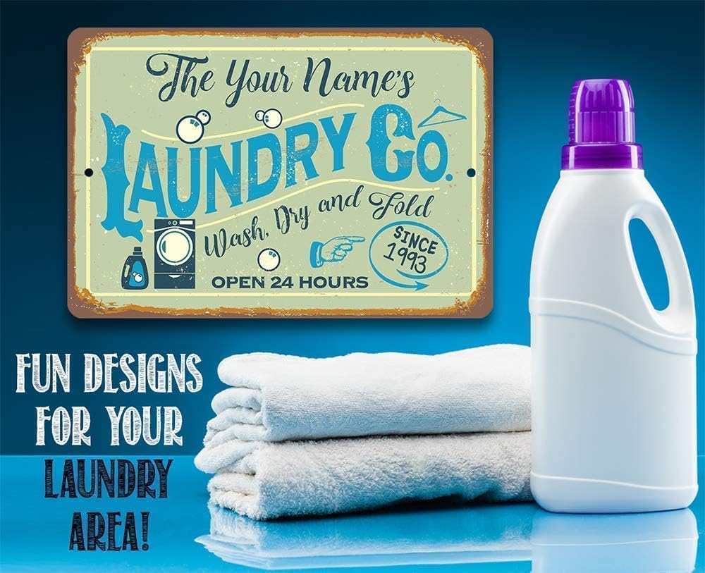 Personalized - Laundry - Great Laundry Shop Business Wall Art Decor, Mud Room Wall Sign, Farmhouse Laundromat Signage and Housewarming Gift, 8x12 or 12x18 Indoor or Outdoor Rustic Style Metal Tin Sign