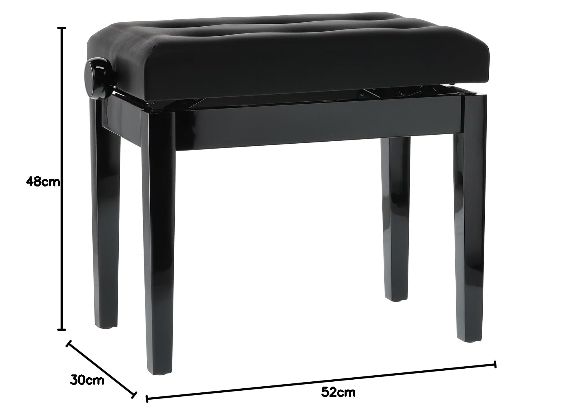 Title: GEWA Pianobank Delux (legno massiccio, carico di rottura di 2 tonnellate, seduta di 52x30 cm, preciso meccanismo a forbice, altezza da 48 a 57 cm, rivestimento in similpelle), nero lucido