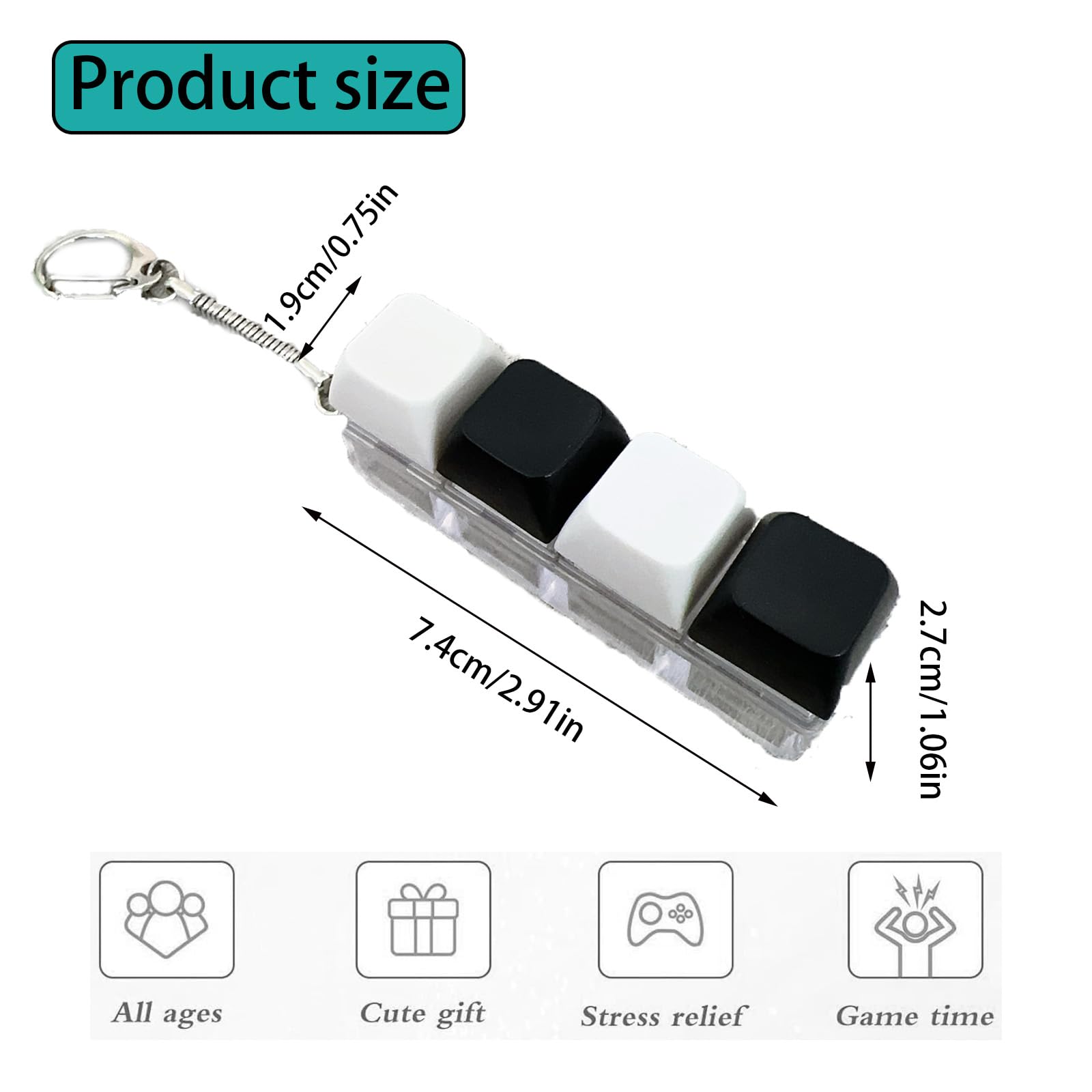 2Pcs Keyboard Fidget, Fidget Keyboard, 4 Button Fidget Keyboard Keychain Stress Relief Toys, Multi-Functional Keychain Fidget - Image 2