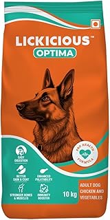 LICKICIOUS Optima Dry Dog Food Adult 10 KG | Chicken &amp; Vegetable | Complete and Balanced Optimum Nutrition for Pedigree Do...