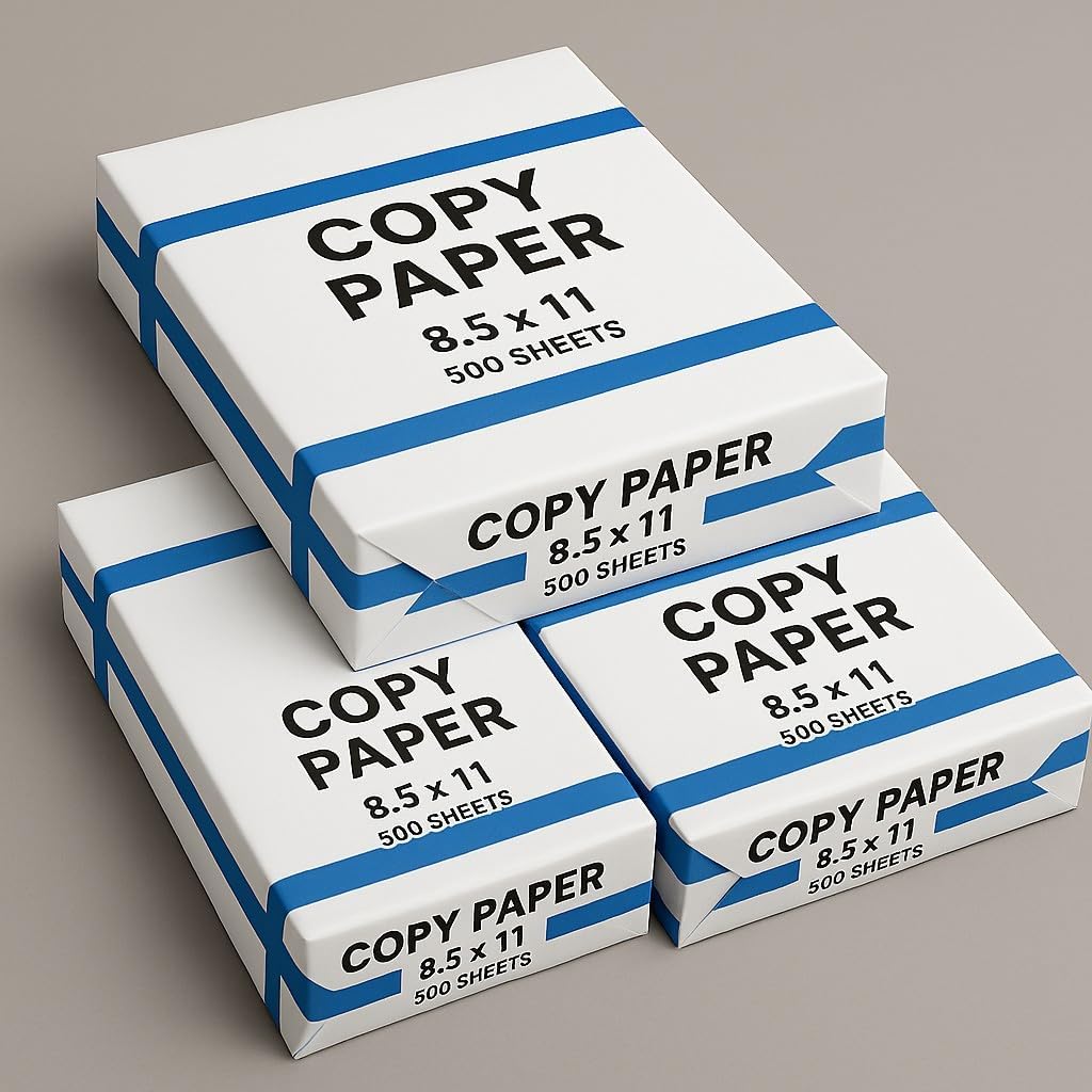 3 Reams Copy Paper – 8.5 x 11 Inch, 500 Sheets per Ream – 92 Bright, 20 lb White Printer Paper – Multipurpose for Home, Office, School – Jam-Free, Letter Size (Total: 1,500 Sheets)