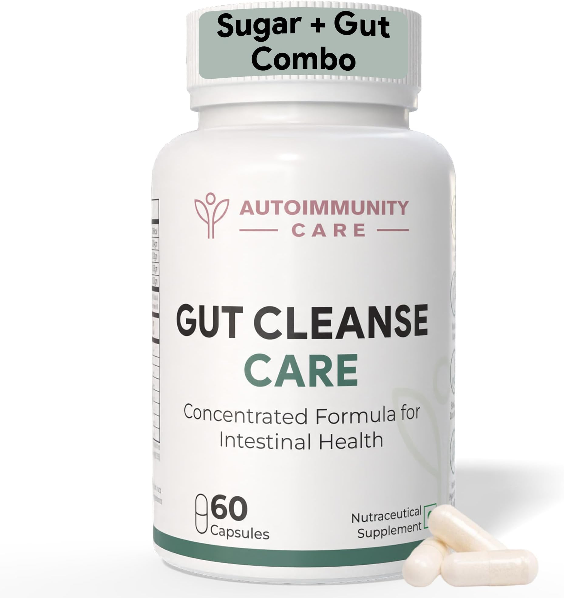 Autoimmunity Care Gut Cleanse | Berberine HCL & Herbal Blend for Gut Health, Sugar Control, Immunity, Liver Detox & Metabolism Support | 60 Capsules