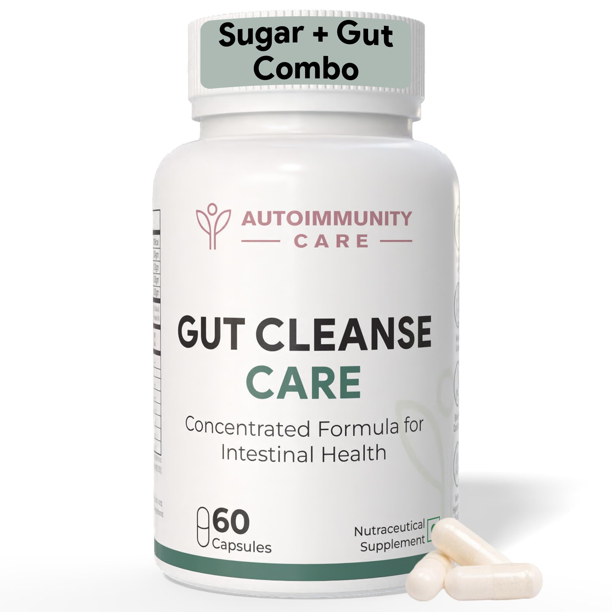 Autoimmunity Care Gut Cleanse | Berberine HCL & Herbal Blend for Gut Health, Sugar Control, Immunity, Liver Detox & Metabolism Support | 60 Capsules