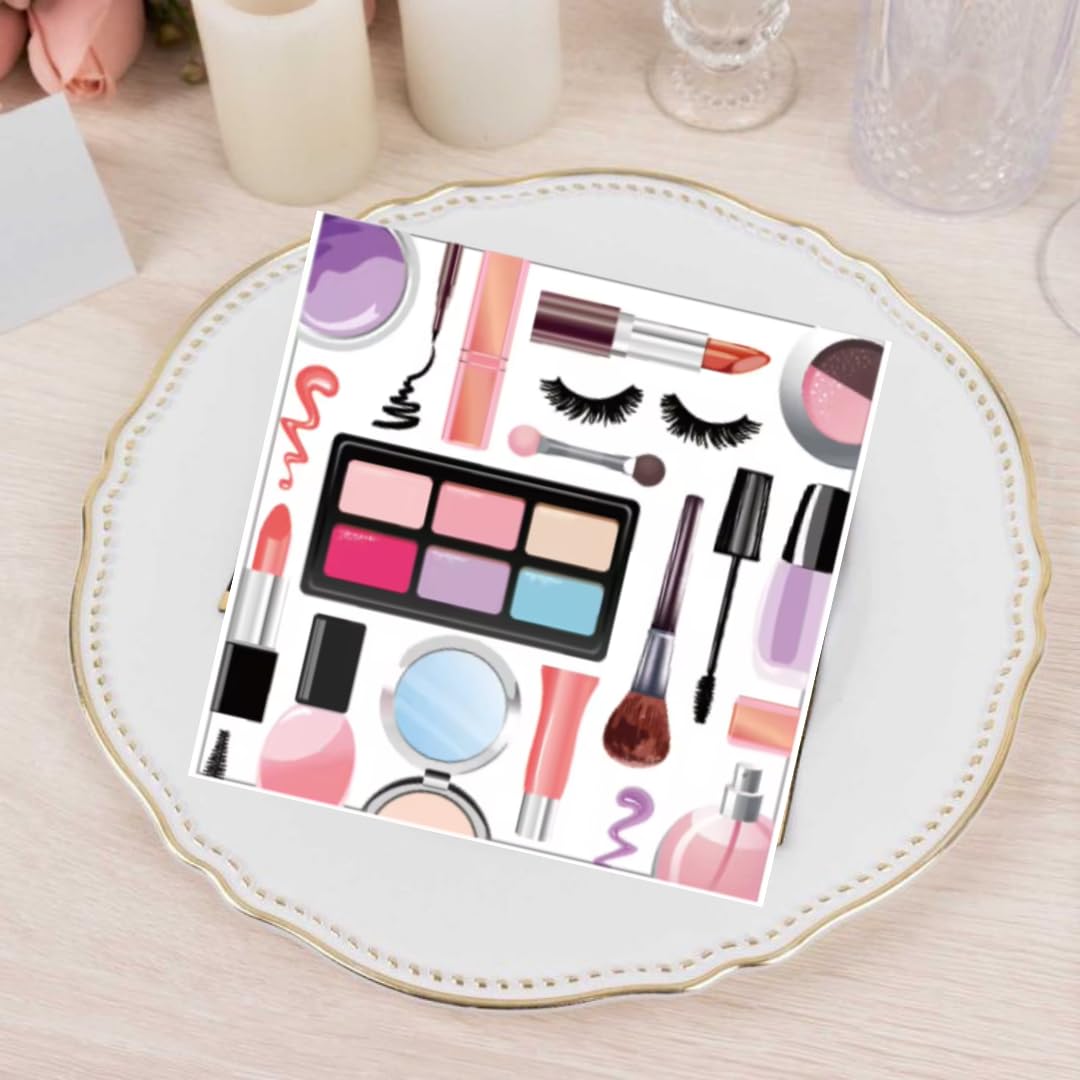 Wanna Party Glitz and Glam Makeup Party Napkin | Pack of 20 | Girls Party | Baby Shower | Birthday Gift Return | Kitty Party| Babygirls Birthday decoration Party | 1